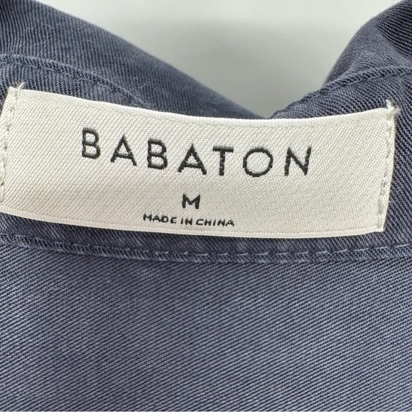 Babaton Aritzia Midnight Blue Button-Down silky minimalist Shirt medium - Picture 3 of 5